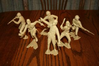 Set Of Six 6 - Inch Yellow Marx Recast Japanese Wwii Army Soldiers - Mpc Timmee