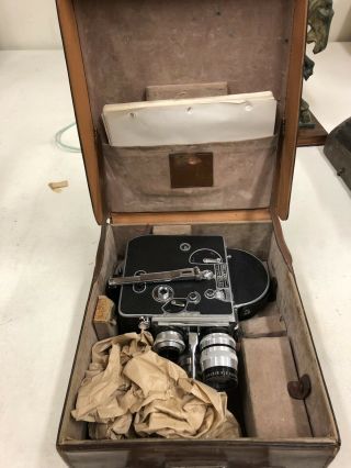Vintage Paillard Bolex H - 16 Reflex 16mm Movie Camera W Case And 3 Lenses
