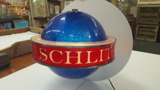 Rare Vintage Schlitz Spinning Blue Globe Beer Lighted Wall Sconce Sign 6