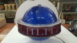 Rare Vintage Schlitz Spinning Blue Globe Beer Lighted Wall Sconce Sign 8