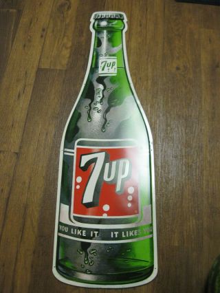 Large Nos Vintage Stout 1962 7up 7 Up Soda Pop Bottle 44 " Tin Metal Sign