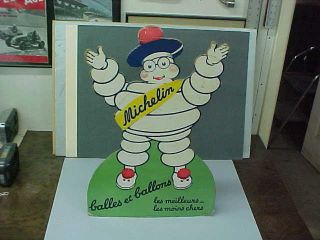 Vintage 1938 Michelin Counter Top Easel - Back Display Sign W/bibendum Man