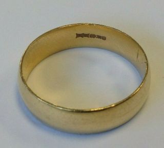 Vintage Fully Hallmarked B.  Bros 750 18ct Yellow Gold Wedding Band Ring 5