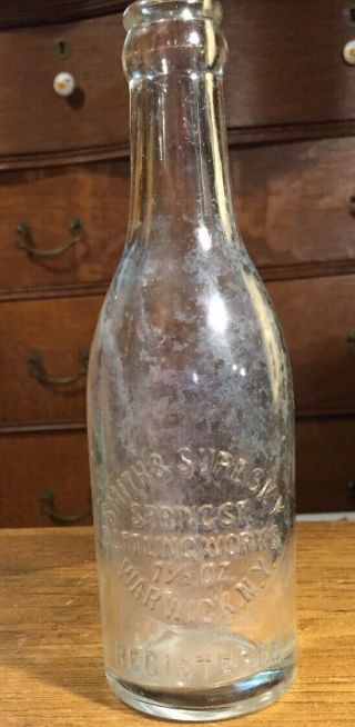 Vtg Smith & Suresky Bottling 7 1/2 Oz Bottle Spring St.  Warwick,  N.  Y.