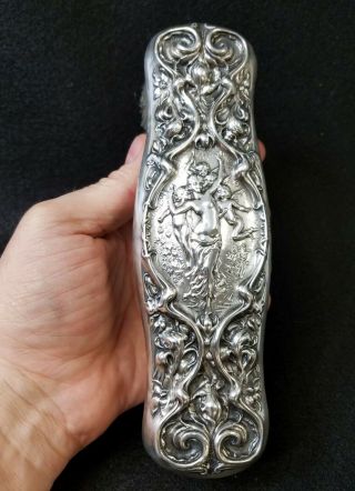Fine Quality Sterling Silver Art Nouveau Brush Repousse ' Angels Putti - R.  W.  &S. 2