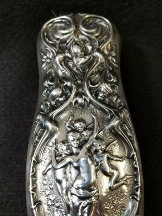 Fine Quality Sterling Silver Art Nouveau Brush Repousse ' Angels Putti - R.  W.  &S. 5