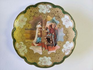 Antique Limoges Hand Painted Artist Signed Plate French Porcelain Knight Maiden