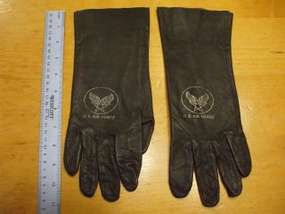 U.  S.  Air Force Dark Brown Leather Flying Gloves Summer B - 3a Great Shape Ww2