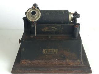 Antique THOMAS EDISON GEM Phonograph Player w 9 Cylinders  no crank 4