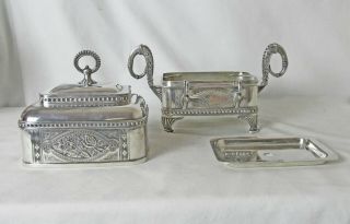 TUFTS SILVER PLATED BUTTER DISH AESTHETIC PERIOD C: 1870 STRIKING DESIGN 5