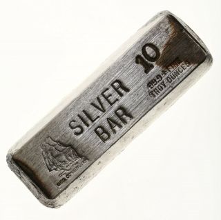Vintage Uss Constitution 10 Troy Oz 999 Fine Silver Poured Bar
