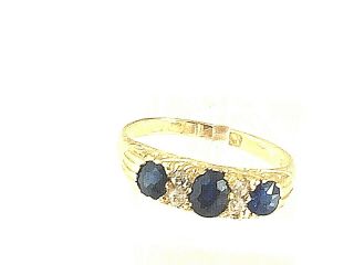 Vintage 18ct Yellow Gold Sapphire And Diamond Ring Size Q,  Usa 8,  Total Weight 4.