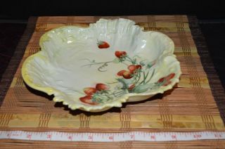 Antique Victorian Style Porcelain Bowl Strawberry Design Signed 9 