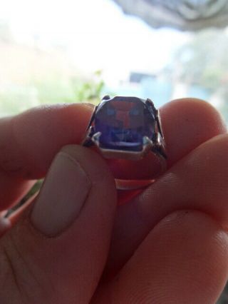 Fine Antique Natural Alexandrite Color Changing Gemstone Ring/Art Deco/875Silver 3