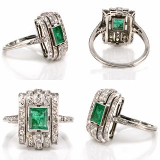 1.  5 Ct Vintage Art Deco Antique Emerald Cut Engagement Ring 925 Sterling Silver