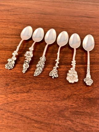 (6) Reed & Barton Sterling Silver Demitasse Spoons: Harlequin No Monogram
