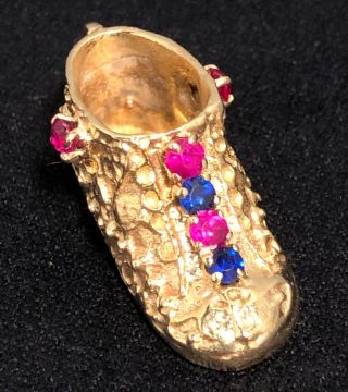 14k Solid Gold Vintage Baby Shoe Bracelet Charm / Necklace Pendant 7.  2 Grams