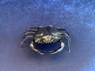 Collectible Sterling Silver 925 Crab Snuff Box/ Salt Cellar Figurine.