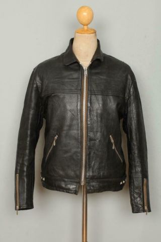 Vtg 70s Kett British Leather Motorcycle Biker Jacket Size Medium