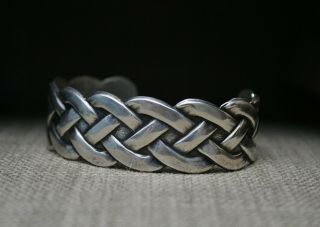 Vintage Native American Navajo Braid Sterling Silver Cuff Bracelet 2