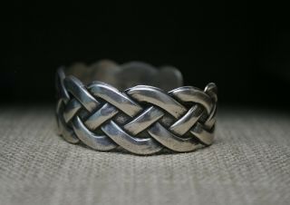 Vintage Native American Navajo Braid Sterling Silver Cuff Bracelet 3