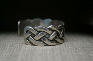 Vintage Native American Navajo Braid Sterling Silver Cuff Bracelet 6