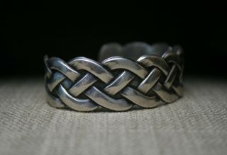 Vintage Native American Navajo Braid Sterling Silver Cuff Bracelet 7