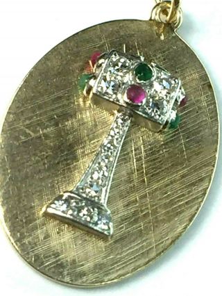 Awesome Platinum/14k Yellow Gold Natural Emerald Ruby Traffic Light Charm.  5.  1gm.