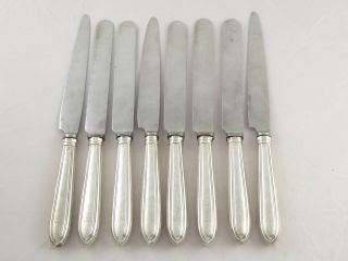 Rare Set 8 Georgian Solid Sterling Silver Handled Table Knives W Marsden 1783