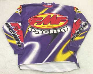 Vtg 90s Fmf Racing All Over Print Motocross Motorcycle Mx Shirt Jersey Mens Xl