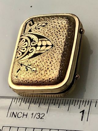 Victorian Locket 7.  0 grams Solid 14k Yellow Gold Black Enamel Inscribed 5