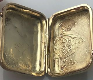 Victorian Locket 7.  0 grams Solid 14k Yellow Gold Black Enamel Inscribed 6