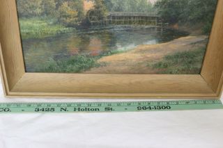 Vtg Oil Landscape Painting.  Mill,  Dam,  River and Forest.  Rich de Bruycker 7