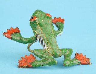 Retro Chinese Cloisonne Enamel Statue Animal Frog Mascot Old Hand - Made Crafts