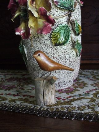 Hand Carved Wood Bird On Log Vintage Folk Art Artist Signed Dated Bryan Whaley