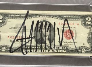 President Donald Trump Signed US Note w/ Red Seal $2 Currency PSA/DNA AUTO RARE 2