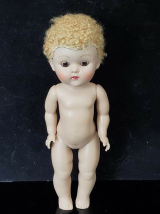 Vtg Vogue Ginny Doll Blonde Carcacurl Poodle Cut 1952 Wee Wille Winkie Strung 4