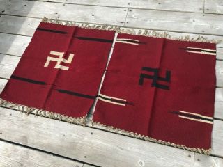 TWO SMALL ANTIQUE NATIVE AMERICAN SADDLE BLANKET RUGS 2