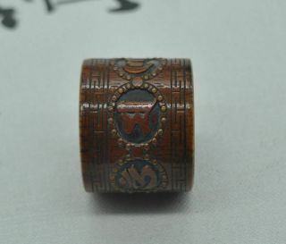 Chinese ancient old Bone carving hand - carved Ring M08 2