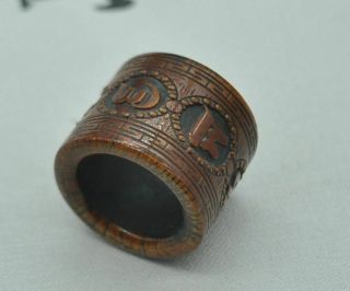 Chinese ancient old Bone carving hand - carved Ring M08 3