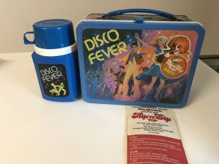 1980 Disco Fever Vintage Metal Lunch Box And Thermos Near Rare Tags