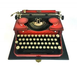 Gorgeous Antique 1930 Royal Model P Portable Typewriter - Flame Red