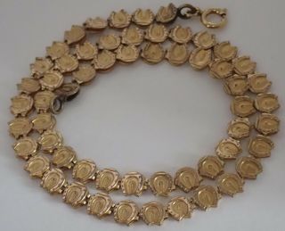 RARE UNUSUAL ANTIQUE VICTORIAN GOLD FILLED LUCKY HORSESHOE BOOK CHAIN NECKLACE 2