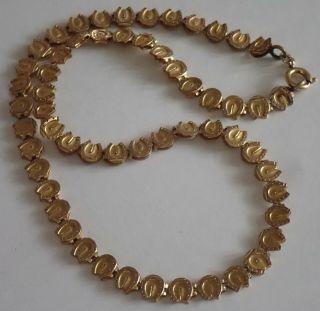 RARE UNUSUAL ANTIQUE VICTORIAN GOLD FILLED LUCKY HORSESHOE BOOK CHAIN NECKLACE 3