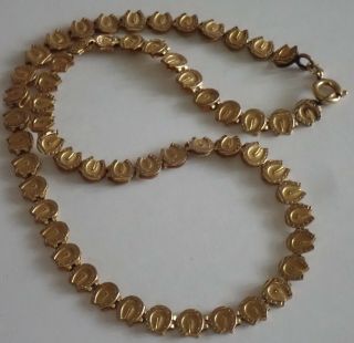RARE UNUSUAL ANTIQUE VICTORIAN GOLD FILLED LUCKY HORSESHOE BOOK CHAIN NECKLACE 5