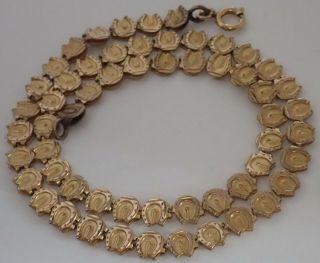 RARE UNUSUAL ANTIQUE VICTORIAN GOLD FILLED LUCKY HORSESHOE BOOK CHAIN NECKLACE 7