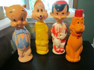 Four Bottles Alvin Chipmunk Disney Pluto Pinocchio Porky Pig Soaky Soap Set