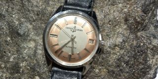 1950s Antique Mens Ulysse Nardin 25 Jewel Swiss Wristwatch Watch 2 Tone Dial