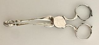 Antique 18th C Georgian English Sterling Silver Sugar Nips Scissor Tongs 1740s