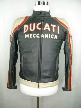 Vintage Ducati Meccanica Leather Motorcycle Jacket Womans Small M Tech